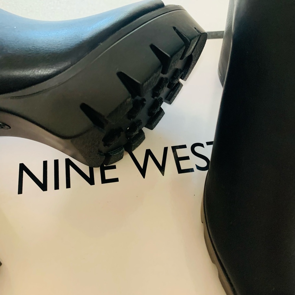 Nine West Black Sy Open Toe High Chunky Heel - Picture 3 of 6